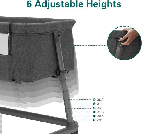 Pamo babe Baby Bassinet Bedside Sleeper for Newborn Bed Crib with Breathable Mesh Sides Co-Sleeping Bedside Crib for Infant Breastfeeding with Height-Adjustable and Wheels, Z-Type Stable Frame in Kuwait