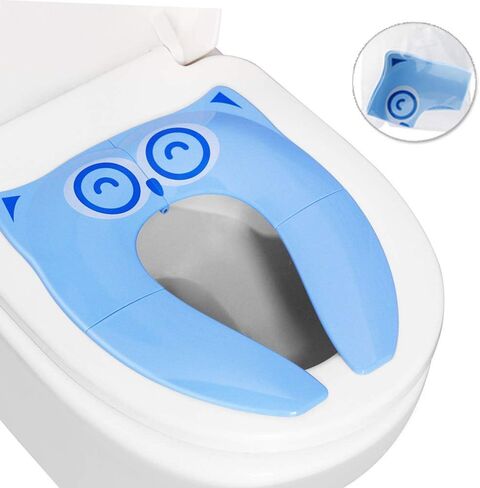 WeTest Upgraded Kids Folding Toilet Seat，Large Non Slip Silicone Pads Travel Portable Reusable Toilet Potty Training Seat Covers Liners with Carry Bag for Babies, Toddlers (Yellow) in Kuwait