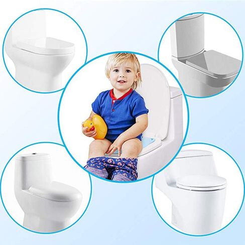 WeTest Upgraded Kids Folding Toilet Seat，Large Non Slip Silicone Pads Travel Portable Reusable Toilet Potty Training Seat Covers Liners with Carry Bag for Babies, Toddlers (Yellow) in Kuwait