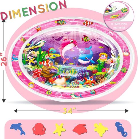 Infinno Tummy Time Mat Premium Baby Water Mat, Baby Toys for 3-6 6 to 12 Months Girl and Boy Infants, Perfect Baby Gift, Blue Ocean Theme in Saudi Arabia