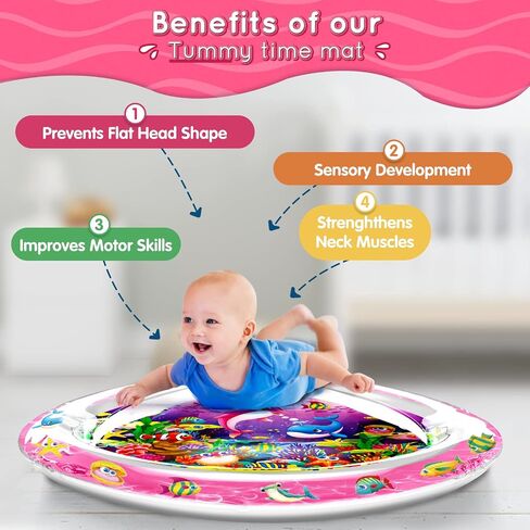 Infinno Tummy Time Mat Premium Baby Water Mat, Baby Toys for 3-6 6 to 12 Months Girl and Boy Infants, Perfect Baby Gift, Blue Ocean Theme in Saudi Arabia