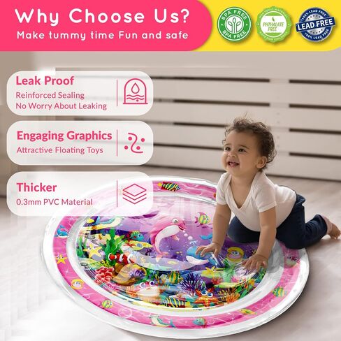 Infinno Tummy Time Mat Premium Baby Water Mat, Baby Toys for 3-6 6 to 12 Months Girl and Boy Infants, Perfect Baby Gift, Blue Ocean Theme in Saudi Arabia
