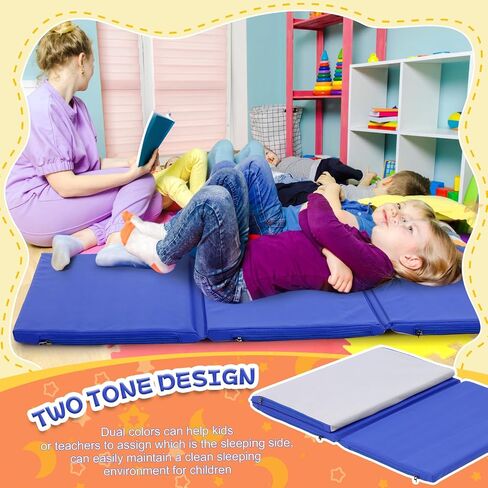 Wesiti 5 Pieces 1 Inch Thick Folding Nap Mat 3 Section Folding Rest Mats Folding Sleeping Mat for Kids Toddler Daycare Nap Mats for School Preschool Classroom Kindergarten (Multicolor) in Saudi Arabia