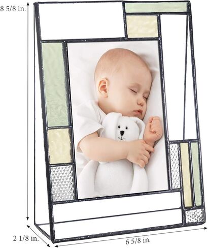 Personalized Baby Picture Frame Green and Yellow Engraved Glass 4x6 Vertical Photo Nursery Decor Newborn Gift for Girl or Boy J Devlin Pic 430-46V EP530 in Saudi Arabia