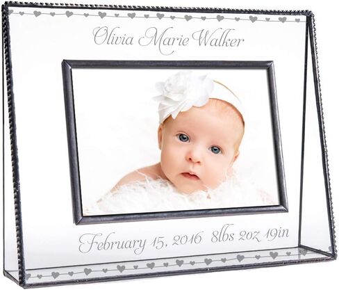Baby Keepsake Frame Personalized for New Mom and Dad 4x6 Photo Engraved Glass Nursery Picture Frames Pic 319-46H EP508 Clear in Saudi Arabia