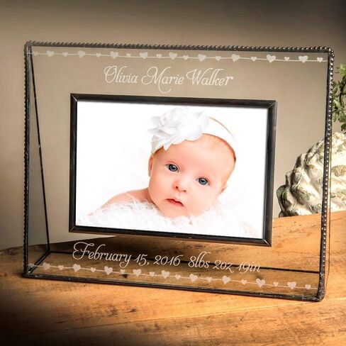 Baby Keepsake Frame Personalized for New Mom and Dad 4x6 Photo Engraved Glass Nursery Picture Frames Pic 319-46H EP508 Clear in Saudi Arabia