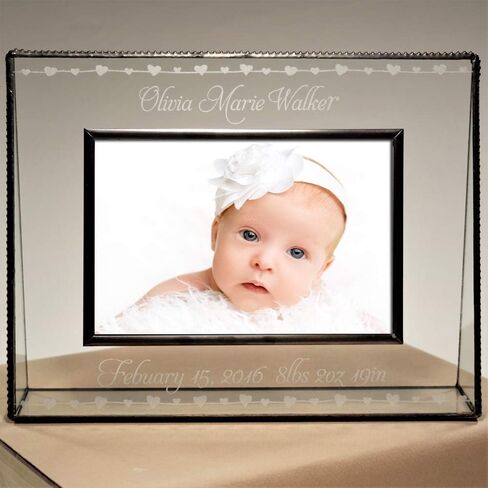 Baby Keepsake Frame Personalized for New Mom and Dad 4x6 Photo Engraved Glass Nursery Picture Frames Pic 319-46H EP508 Clear in Saudi Arabia