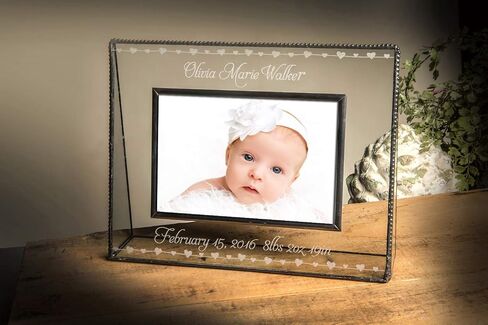 Baby Keepsake Frame Personalized for New Mom and Dad 4x6 Photo Engraved Glass Nursery Picture Frames Pic 319-46H EP508 Clear in Saudi Arabia
