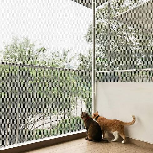 Cat Balcony Rail Net, 10x2.6Ft Anti Fall Netting PET Balcony Mesh Fence Net, Cat Safety Net Balcony Screen, Crib Stair Patios Balcony Railing Cover for Kids & Pets in Saudi Arabia
