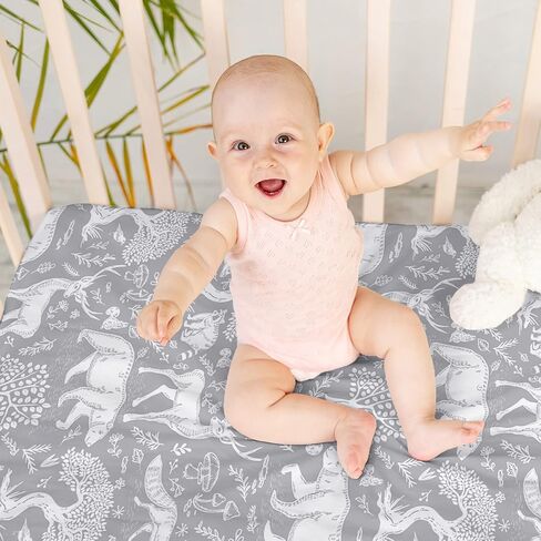 GFU Baby Crib Sheet for Boy, Super Soft Fitted Crib Sheet for Standard Crib and Toddler Mattresses, 52×28 Inch (Dinosaur&Space) in Saudi Arabia