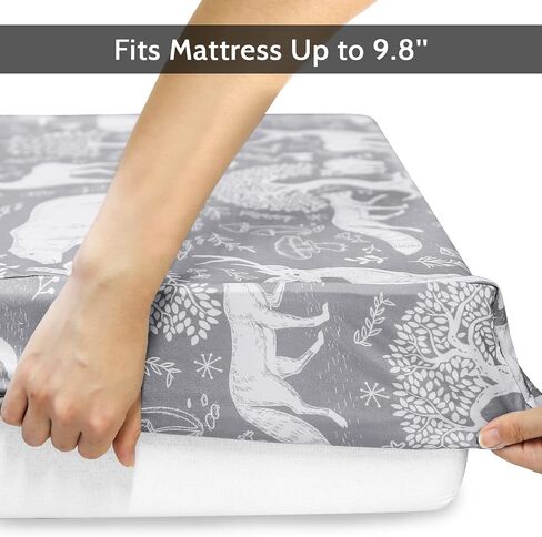 GFU Baby Crib Sheet for Boy, Super Soft Fitted Crib Sheet for Standard Crib and Toddler Mattresses, 52×28 Inch (Dinosaur&Space) in Saudi Arabia