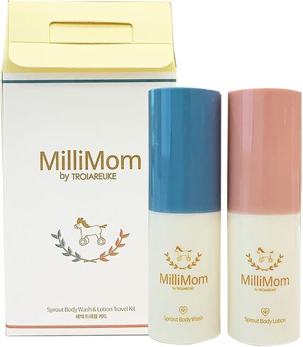 Milimom Mini Baby Wash & Lotion Travel Size, Baby Wash, Shampoo, Soap & Body Lotion | Portable & Refillable Convenient Kit | Vegan Baby Skincare for Infant & Toddler 0.5fl / 15ml Each in Saudi Arabia