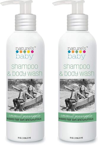 Nature's Baby Shampoo/Face/Body Wash - pH Neutral & Tear Free - Formulated for Problem and Senstive Skin - No Sulfate or Artificial Fragrances - Coconut Pineapple 8 oz (2-Pack) in Kuwait