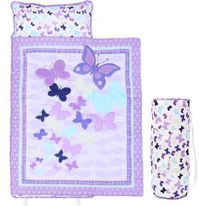 UOMNY Preschool Nap Mat with Pillow and Blanket Toddler Sleeping Bag for Daycare 48x20 Girls Sleeping Mat for Toddlers Kindergarten Blue (Mermaid)