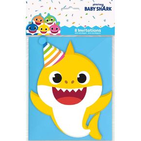 Unique Baby Shark Party Invitations | 8" x 4" | 8 Pcs in Kuwait