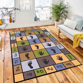 Hopscotch Play Rugs Kids, ABC Alphabet Education Carpet, Playroom Bedroom Living Room Decor Learning mat (Blue,39x59 in) in Saudi Arabia