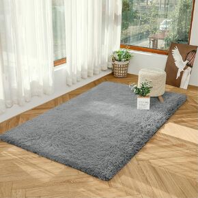 Soft Shaggy Rugs，4x6 Feet Area Rug，Anti-Skid Fluffy Carpets for Bedroom Living Room, Fuzzy for Kids Baby,Nursery, Dorm Shag Rugs for Girls Boys,Teen's Room,Black
