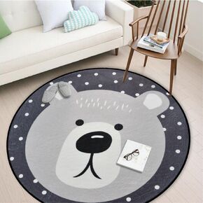 Round Area Rug, Living Room Carpet Bedroom Rug Super Soft Anti-Slip Cartoon Animal Baby Floor Mat for Kids Children Girls Room Decorator, 3.28 Feet (Bear) in Saudi Arabia