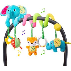 WILLWAY Car Seat Toys, Stroller Toy Baby Spiral Hanging Toys for Sensory Exploration, 0-12 Months Newborn Toys for Car Seat Stroller Crib Bassinet Mobile with Music Box BB Squeaker Rattles in Kuwait