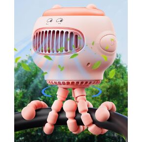 coldSky Stroller Fan, Baby Fan with 130° Auto Oscillating, 4000mAh Battery Operated Mini Portable Fan with Digital Display, 4 Speeds Flexible Tripod Clip On Fan for Car Seat Crib Pink in Kuwait