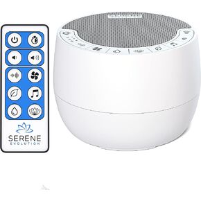 Serene Evolution White Noise Machine for Adults Sleeping or Baby, White Noise Machine for Office Privacy & Noise Cancelling, Sleep Music Machine for Adults, Fan, Ocean, Rain Sounds (60 Sounds, Black)