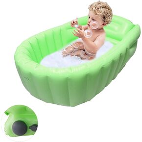 Inflatable Baby Bathtub with Air Pump, Portable Foldable Travel Baby Bath Tub, Non-Slip Neonatal Tub,for Newborn to Toddler, Green in Kuwait