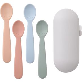 مجموعة ملاعق الأطفال من السيليكون من ROCCED مكونة من 4، ملاعق تغذية الأطفال المرحلة الأولى، ملاعق الأطفال الرضع، ملعقة تدريب الطفل، ملاعق ذات طرف ناعم لأواني الأطفال الرضع، مستلزمات تغذية الأطفال 3M+ in Kuwait