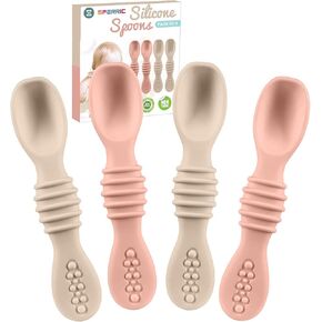 Silicone Baby Spoon, Baby Led Weaning, First Stage Baby Spoons, Baby Feeding Spoon Set Gum Friendly BPA Lead Phthalate & Plastic Free, Baby Self Feeding Utensils for Infant & Toddler, Great Gift Set