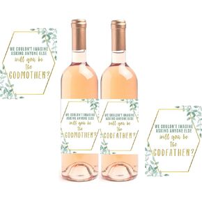 Set of 2 Godparent Proposal Gift Wine Bottle Labels - Perfect Way to Surprise Your Child’s Godmother and Godfather - Pregnancy Announcement Gift Ideas for Godparents - Will You Be The Godparents Gift in Saudi Arabia
