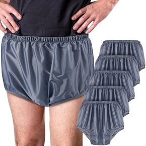 5 Pcs Adult Leakproof Underwear for Incontinence Washable Low Noise Reusable Waterproof Pants Adult Diaper Cover Incontinence Pants for Use with Cloth Diapers for Women Men (Black, Large)