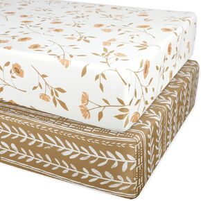 ملاءات سرير للأطفال البنات والصبية مكونة من قطعتين، ملاءات سرير من نسيج جيرسي ناعم مناسبة لمراتب السرير البيضاوية أو المستطيلة أو الساعة الرملية، زهرة بنية قديمة in Kuwait