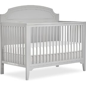 JPMA & Greenguard Gold Certified Milton 5-in-1 Convertible Crib Made with Sustainable New Zealand Pinewood in Pebble Grey, Non-Toxic Finish