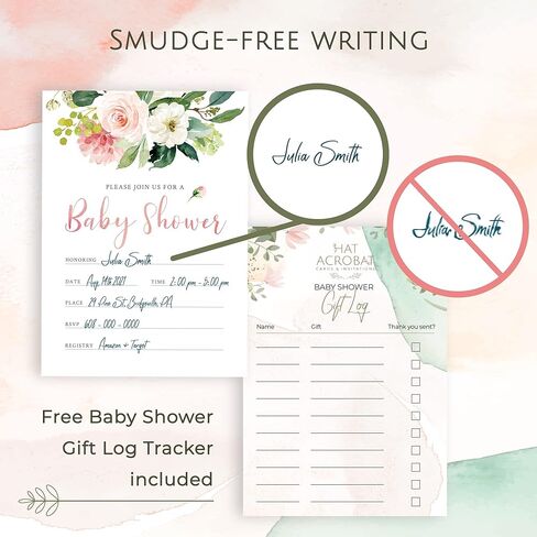 Hat Acrobat 25 Baby Shower Invitations for Girl Bundle with Envelopes and Baby Shower Thank You Cards - Including 25 Diaper Raffle Tickets and 25 Book Request Cards in Kuwait
