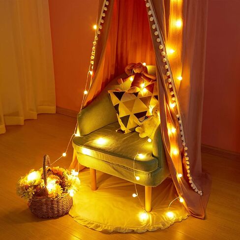 Kids Bed Canopy with Pom Pom Cotton Canopy for Crib Baby Girl Netting Cover Canopy Crib Curtain Reading Nook Hanging Tent Nursery Play Game Castle House Decoration (Gray Pompom) in Kuwait