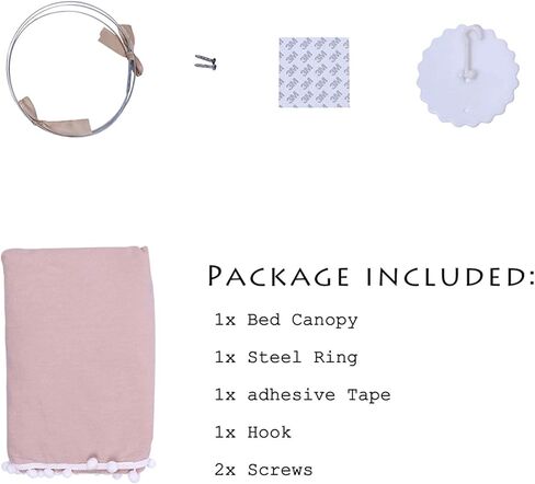 Kids Bed Canopy with Pom Pom Cotton Canopy for Crib Baby Girl Netting Cover Canopy Crib Curtain Reading Nook Hanging Tent Nursery Play Game Castle House Decoration (Gray Pompom) in Kuwait