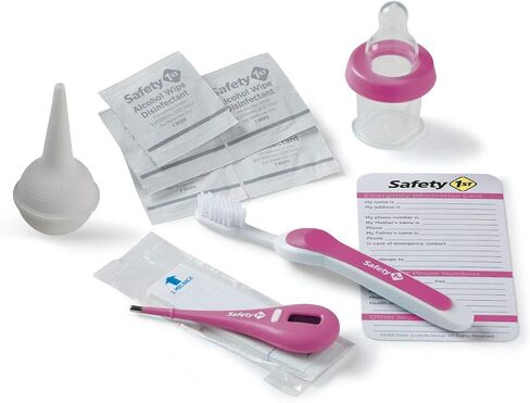 SafetyFirst All-in-1 Nursery Baby Care Health & Grooming KIT: Thermometer, Nasal Aspirator, Bottle Medicine Dispenser, Nail Clippers, Toothbrush, Brush, Wipes in Saudi Arabia