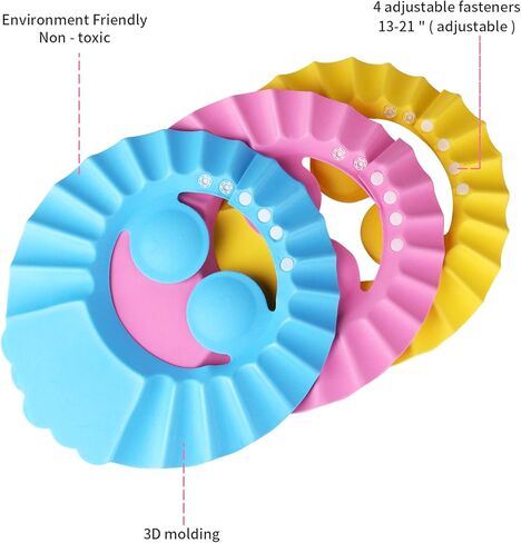 6 قطع من قبعة استحمام الأطفال الرضع من لاموتور قبعة قناع حمام قبعة قابلة للتعديل لغسيل شعر الأطفال الصغار والأطفال (باللون الوردي والأزرق والأصفر in Kuwait