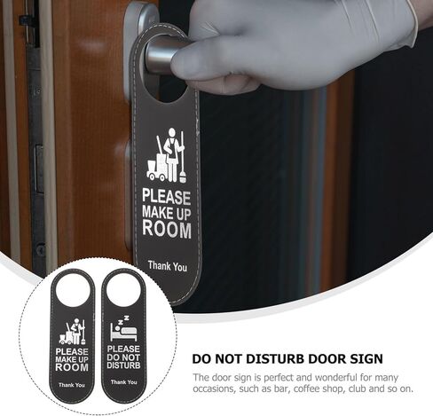 do not Disturb Door Hanger Sign 2pcs Do Not Disturb Room Sign Please Make Up Room Door Hanger Leather Double Sided Door Knob Hanger Sign for Hotel Offices Room Please Make Up Room in Kuwait