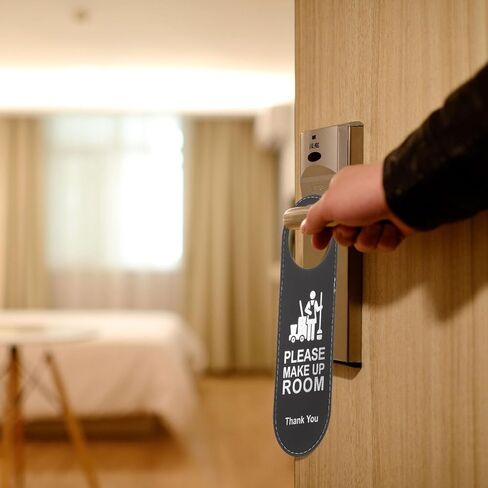 do not Disturb Door Hanger Sign 2pcs Do Not Disturb Room Sign Please Make Up Room Door Hanger Leather Double Sided Door Knob Hanger Sign for Hotel Offices Room Please Make Up Room in Kuwait