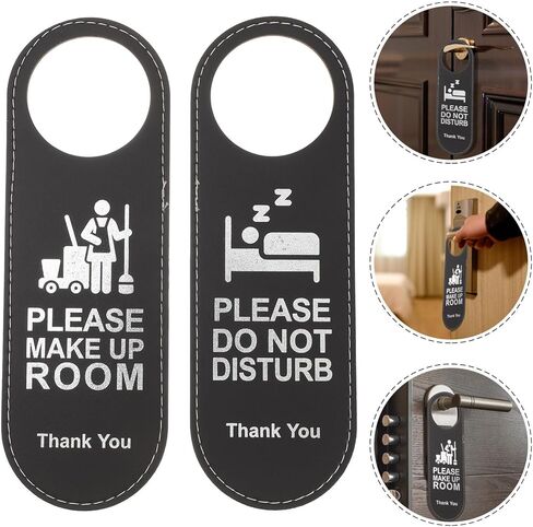 do not Disturb Door Hanger Sign 2pcs Do Not Disturb Room Sign Please Make Up Room Door Hanger Leather Double Sided Door Knob Hanger Sign for Hotel Offices Room Please Make Up Room in Kuwait