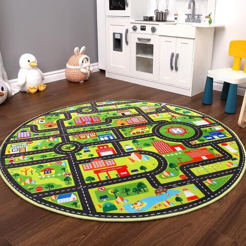 Kids Playroom Rug Car Rug Learning Carpet Educational City Roads Carpet for Playing with Cars Kids Playmat for Baby Kids Playroom Non Slip Play Mat Toddler Playmat Rug, 3x5 ft, Black Streets in Saudi Arabia