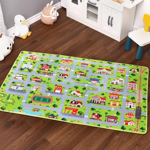 Kids Playroom Rug Car Rug Learning Carpet Educational City Roads Carpet for Playing with Cars Kids Playmat for Baby Kids Playroom Non Slip Play Mat Toddler Playmat Rug, 3x5 ft, Black Streets in Saudi Arabia