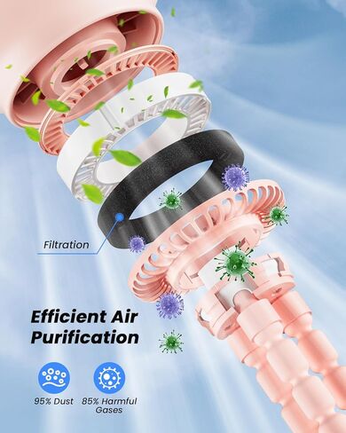 coldSky Stroller Fan, Baby Fan with 130° Auto Oscillating, 4000mAh Battery Operated Mini Portable Fan with Digital Display, 4 Speeds Flexible Tripod Clip On Fan for Car Seat Crib Pink in Kuwait