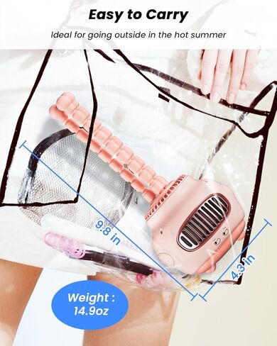 coldSky Stroller Fan, Baby Fan with 130° Auto Oscillating, 4000mAh Battery Operated Mini Portable Fan with Digital Display, 4 Speeds Flexible Tripod Clip On Fan for Car Seat Crib Pink in Kuwait