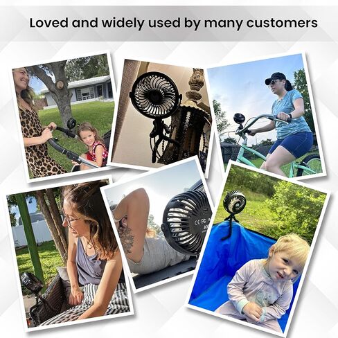AYL Portable Fan Rechargeable Battery Operated, Small Stroller Fan with Lights, Clip On Fan, Handheld Cooling Mini Fan for Travel, Car Seat, Camping, Bedroom (Black) in Saudi Arabia