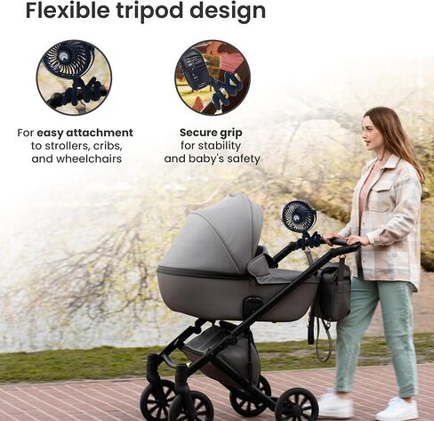 AYL Portable Fan Rechargeable Battery Operated, Small Stroller Fan with Lights, Clip On Fan, Handheld Cooling Mini Fan for Travel, Car Seat, Camping, Bedroom (Black) in Saudi Arabia