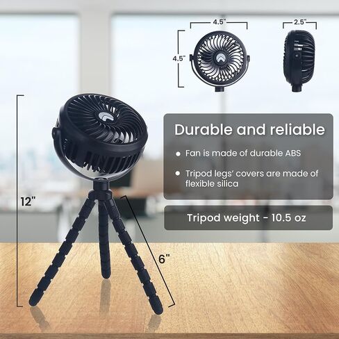 AYL Portable Fan Rechargeable Battery Operated, Small Stroller Fan with Lights, Clip On Fan, Handheld Cooling Mini Fan for Travel, Car Seat, Camping, Bedroom (Black) in Saudi Arabia