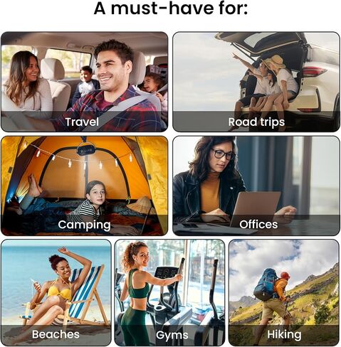 AYL Portable Fan Rechargeable Battery Operated, Small Stroller Fan with Lights, Clip On Fan, Handheld Cooling Mini Fan for Travel, Car Seat, Camping, Bedroom (Black) in Saudi Arabia