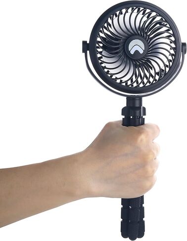 AYL Portable Fan Rechargeable Battery Operated, Small Stroller Fan with Lights, Clip On Fan, Handheld Cooling Mini Fan for Travel, Car Seat, Camping, Bedroom (Black) in Saudi Arabia