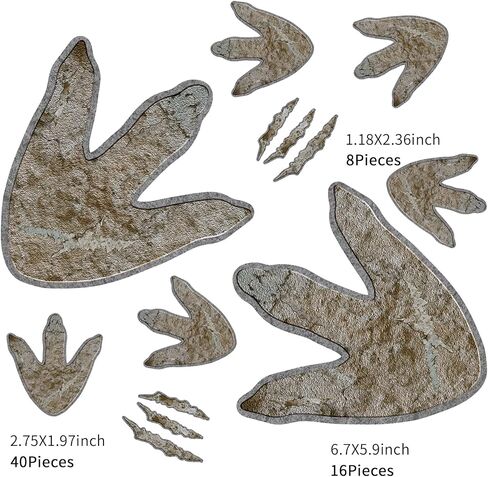 64 Pieces Dinosaur Decor Dinosaur Footprints Floor Decals Peel and Stick Dinosaur Track Stickers Removable Dinosaur Tracks Wall Decals Vinyl Footprints Wall Decal for Baby Nursery Bedroom Home Decor in Saudi Arabia